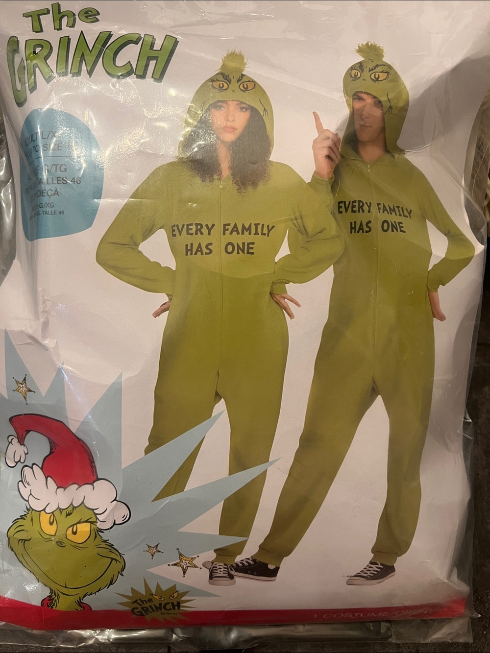 ADULT UNISEX Green One-Piece THE GRINCH Costume - 'Every Family Has One'